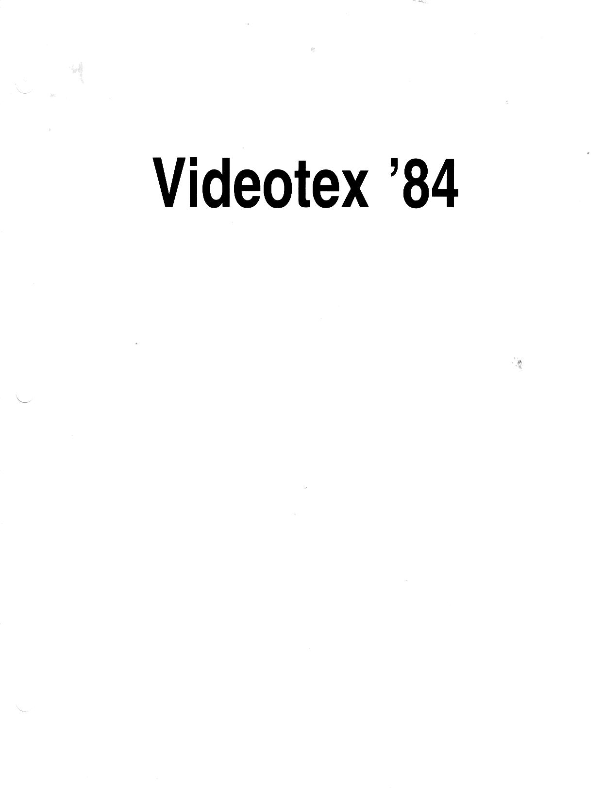 Videotex '84 Proceedings - Cover Page