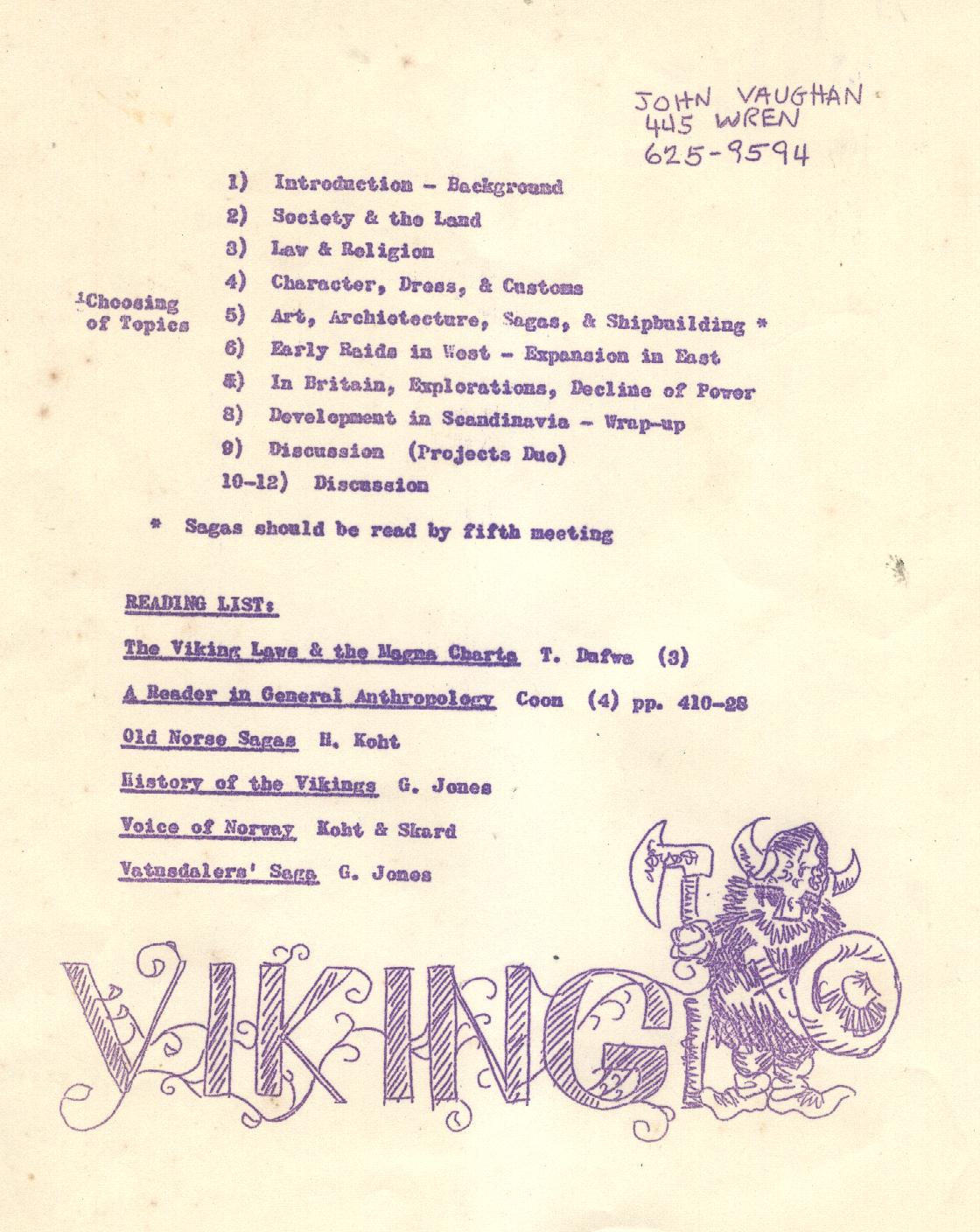 Viking Course Syllabus
